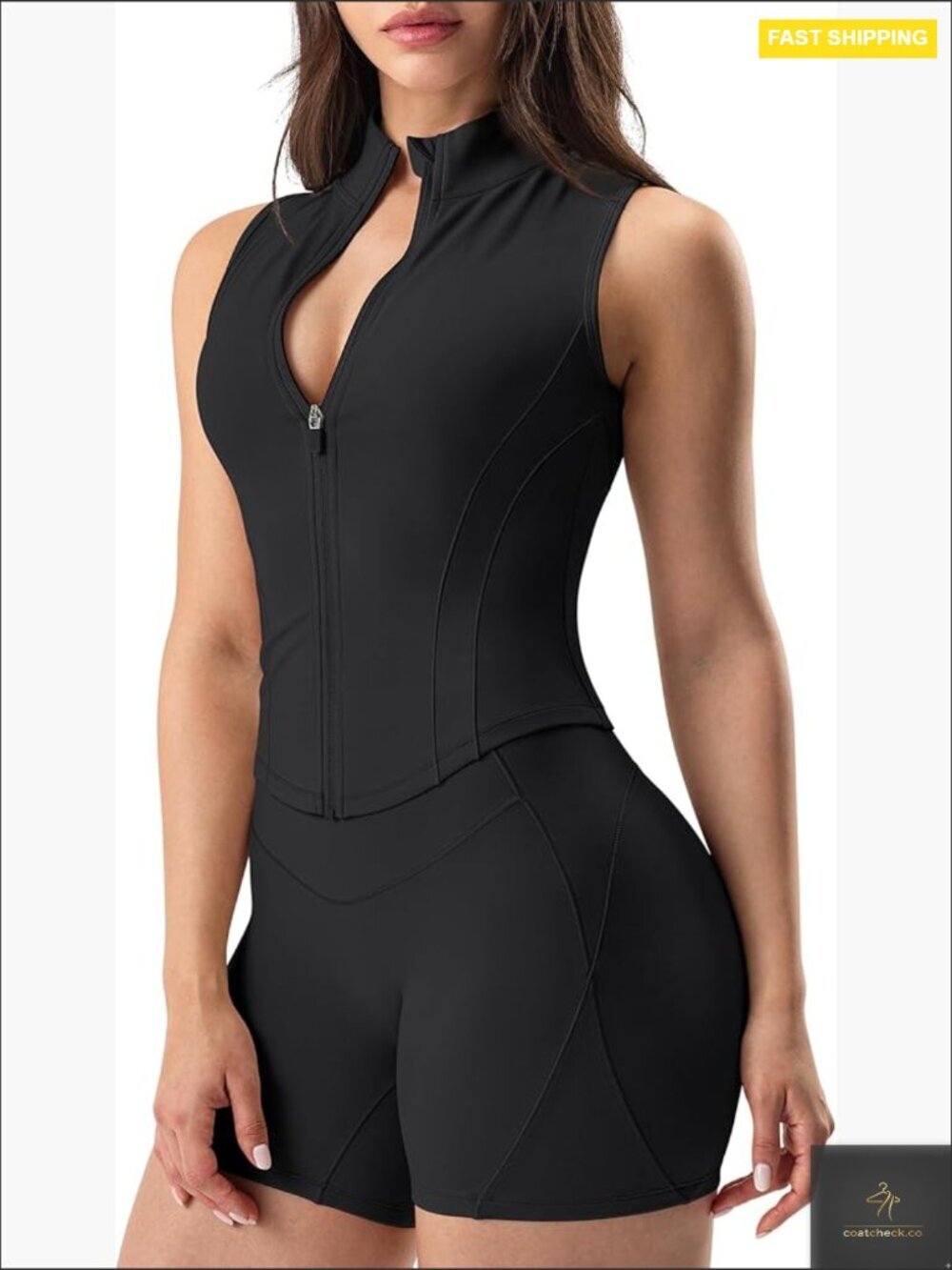 Sleeveless Zip Up Workout Jacket Cropped BBL Inspired Athletic Vest Lightweight